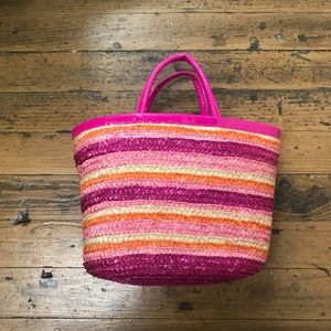 Striped straw bag